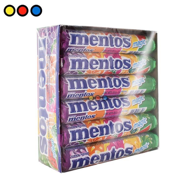 Rollos de Mentos Magic dentro de la caja de 12 unidades