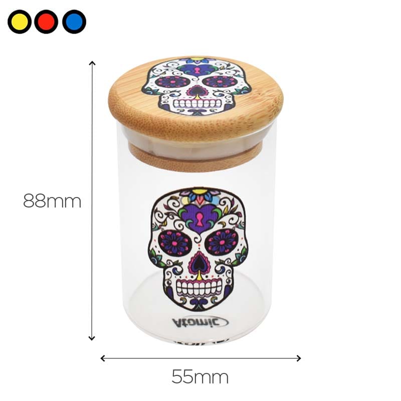 Contenedor de Vidrio Catrina Calavera c/tapa de bamboo Atomic
