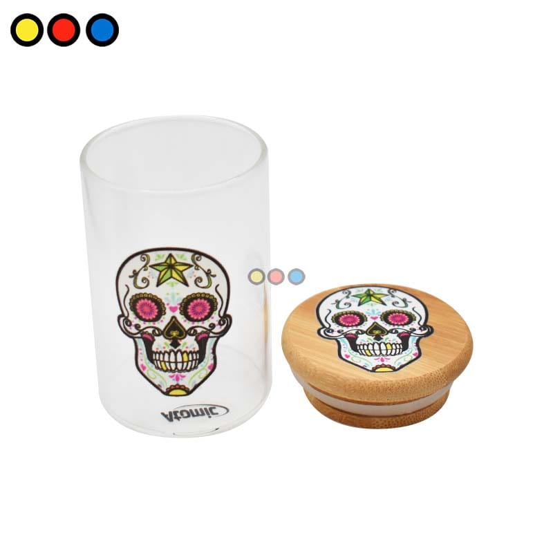 Contenedor de Vidrio Catrina Calavera c/tapa de bamboo Atomic - Imagen 2