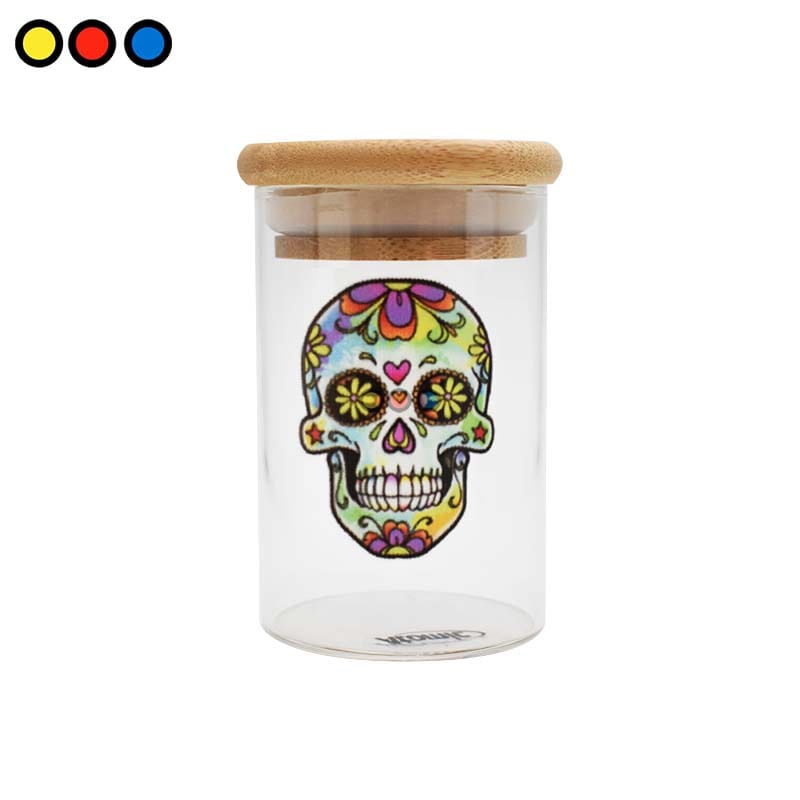 Contenedor de Vidrio Catrina Calavera c/tapa de bamboo Atomic - Imagen 4