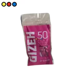 Bolsa de 50 filtros de carbón activo Gizeh Pink color rosa.