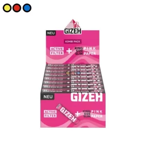 Combo Gizeh Pink papel King Size con filtros de carbón activo.