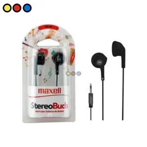 Auricular Stereo Maxell EB95 Negro frontal, Auricular Stereo Maxell EB95 Negro detalle