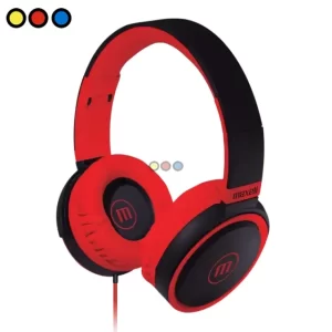 Auricular Stereo Maxell B52 con micrófono color rojo frontal