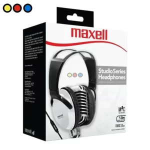 Auricular Maxell ST2000 Stereo 3.5mm Vincha Blanco Vista Frontal, Auricular Maxell ST2000 Stereo 3.5mm Vincha Blanco Vista Lateral