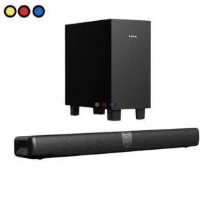 Barra de Sonido Soul 90W BT con Subwoofer vista frontal, Barra de Sonido Soul 90W BT vista lateral, Subwoofer de Barra de Sonido Soul 90W BT