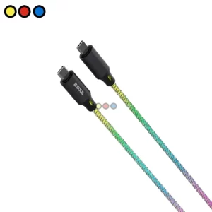 Cable Soul USB-C 60W PD RGB cargando dispositivo, Vista lateral cable Soul USB-C 60W PD RGB