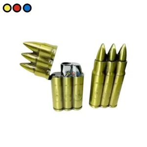 Pack de tres encendedores metálicos en forma de bala con llama catalítica