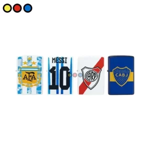 Encendedor metálico a bencina con diseño temático de fútbol