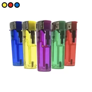 Pack de 50 encendedores catalíticos Macao en colores surtidos, Detalle de llama catalítica de encendedor Macao