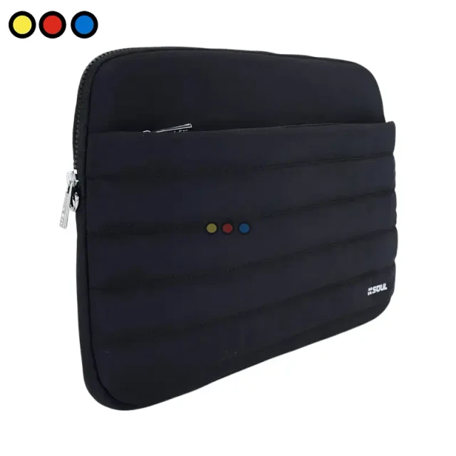 Funda acolchada negra Soul Puffer para notebook de 15 pulgadas con correa