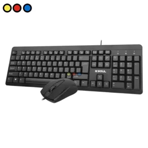Kit Teclado y Mouse USB Soul W150 Negro frontal, Kit Teclado y Mouse USB Soul W150 Negro lateral
