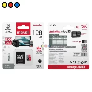 Memoria Micro SD 128GB Maxell HC I Clase 10 U3 con adaptador, Detalle de memoria Micro SD 128GB Maxell