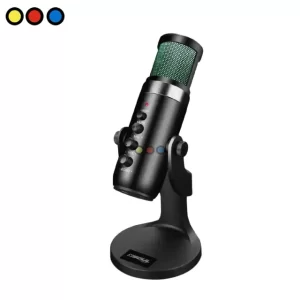 Micrófono Soul XMIC400 con luz RGB y patrón cardioide; Soporte de escritorio del micrófono Soul XMIC400