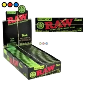 Librito de papel RAW 1 1/4 Black Organic Hemp, Detalle del papel de cáñamo orgánico RAW Black