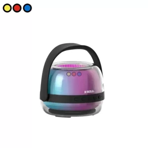 Parlante Bluetooth Soul Party Teen Negro frente, Parlante Bluetooth Soul Party Teen Negro lateral con micrófonos