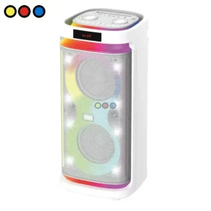 Parlante Bluetooth Soul Super Sound Blanco con luces LED, Vista lateral parlante Soul Super Sound, Conexiones parlante Soul Super Sound Blanco