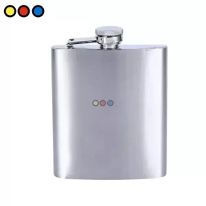 Petaca lisa de acero inoxidable de 6 oz vista frontal, Petaca de acero inoxidable 210ml con tapa a rosca