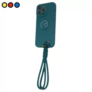 Protector de silicona Soul para iPhone 15 color petróleo con anillo y correa