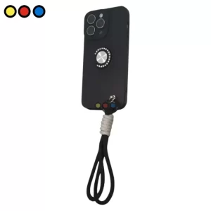 Protector de silicona negro Soul con anillo y correa para iPhone 15 Pro