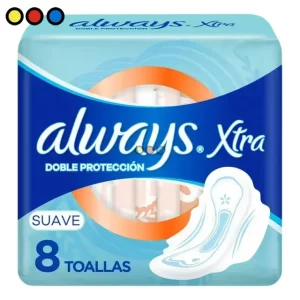 Toallitas Always Xtra Doble Protección Suave Con Alas (Pack X 8u) (Caja X 24u)
