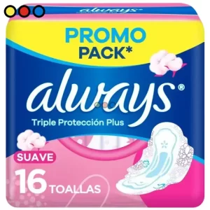 Toallitas Always Xtra Triple Protección día Suave Con Alas (Pack X 16u) (Caja X 24u)