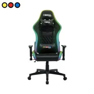 Silla Gamer Soul CH500 con luces RGB frontal, Vista lateral Silla Gamer Soul CH500 RGB, Detalle de Silla Gamer Soul CH500 Negro