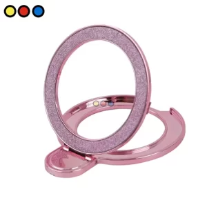 Soporte Ring Brillante Rosa Soul visto de frente, Soporte Ring Brillante Rosa Soul adherido a un smartphone