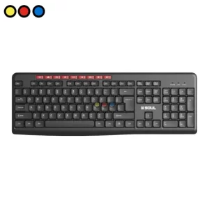 Teclado inalámbrico multimedia Soul OW100 negro frontal, Teclado inalámbrico multimedia Soul OW100 negro vista superior