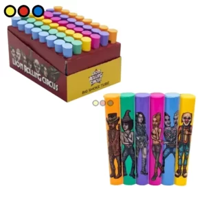 Tubo porta cigarrillos plástico Lion Rolling Circus color surtido, Cierre hermético de tubo plástico Lion Rolling Circus