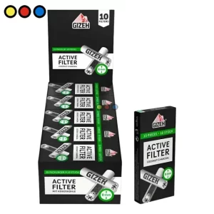 Filtros de carbón activo Gizeh de 8mm para pipas.