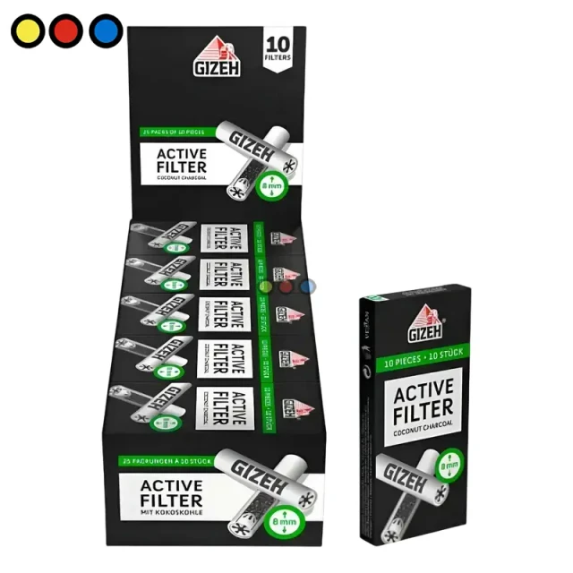 Filtros de carbón activo Gizeh de 8mm para pipas.