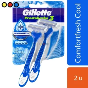 Display Afeitadora Gillette Prestobarba 3 Eucalipto 12 unidades, Pack Afeitadora Prestobarba 3 Eucalipto x2