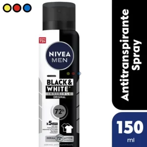 Antitranspirante Nivea Men Black & White Original Aerosol 150ml, Pack de 12 Unidades Nivea Men Black & White