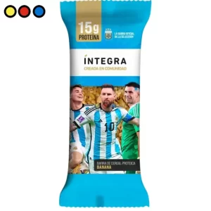 Caja de 10 unidades de barras proteicas Integra sabor banana edición AFA.