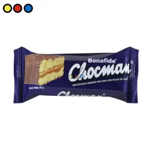 Caja de Chocman Costa Baño Semiamargo 18 unidades, Bizcocho Chocman relleno con dulce de leche