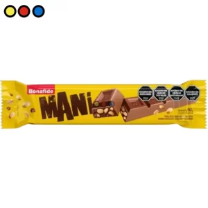 Tableta de chocolate con leche y maní Bonafide 90g, Exhibidora de 14 unidades de chocolate Bonafide maní