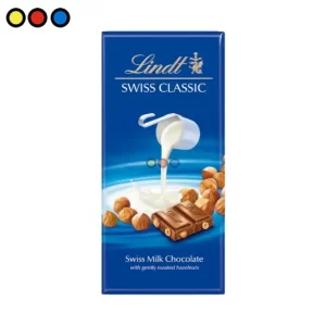 Tableta de Chocolate Lindt con Leche y Avellanas 100g, Pack de Chocolate Suizo Lindt Milk Hazelnut