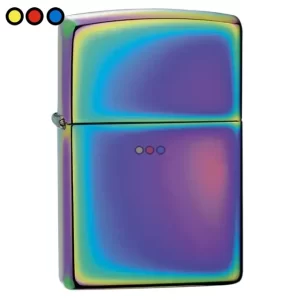 Encendedor Zippo Clover Design grabado con trébol de cuatro hojas, Encendedor Zippo Clover Design abierto mostrando la chimenea