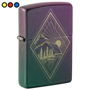 Encendedor Zippo Clover Design con trébol de cuatro hojas, Detalle del acabado Street Chrome en encendedor Zippo original