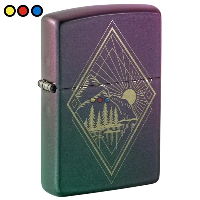 Encendedor Zippo Clover Design con trébol de cuatro hojas, Detalle del acabado Street Chrome en encendedor Zippo original