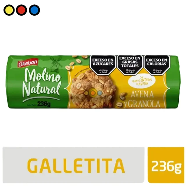Paquete de Galletitas Okebon Molino Natural Avena y Granola 236g, Pack de 16 unidades de Galletitas Okebon Avena y Granola