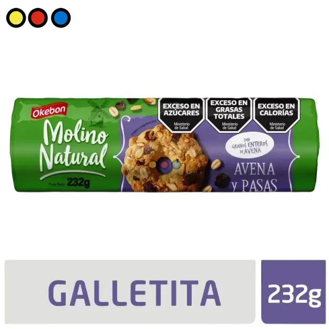 Pack de Galletitas Okebon Molino Natural Avena y Pasas 16 unidades