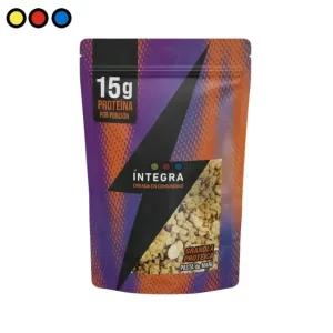 Empaque de Granola Integra Pro sabor Maní 250 gramos, Tabla nutricional Granola Integra Pro Maní