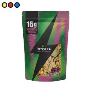 Paquete de Granola Pro Integra 250g sabor banana y chocolate, Tabla nutricional granola Integra Pro