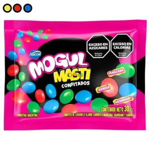 Paquete de caramelos Mogul Confitados Arcor de 30 gramos, Gomitas frutales confitadas Mogul Sin TACC