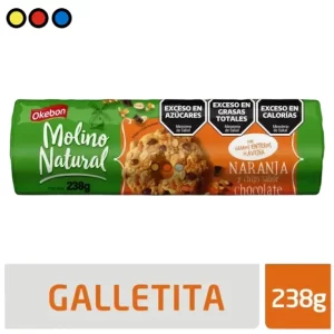 Caja de galletitas Okebon Molino Natural sabor Naranja y Chips de Chocolate 16 unidades