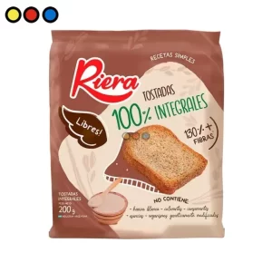 Tostadas Riera 100% Integrales 200g (Caja x 18U)