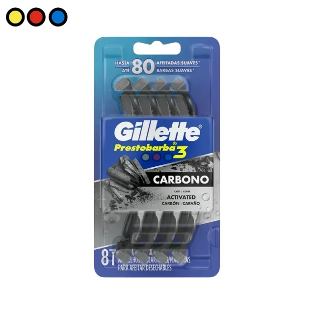 Afeitadora Gillette Prestobarba 3 Carbon (Pack X 8u) (Caja X 3u)