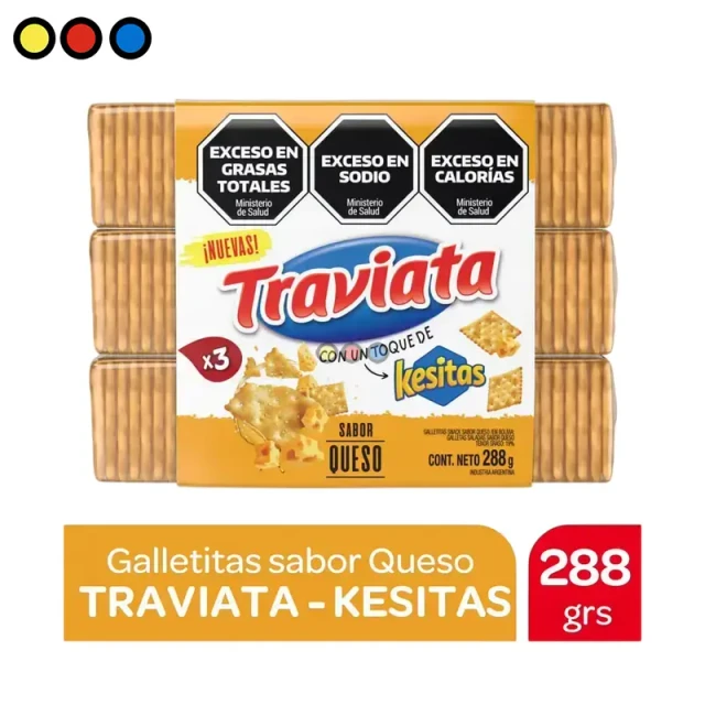 Pack ahorro tripack de galletitas Traviata Kesitas sabor queso 288 gramos